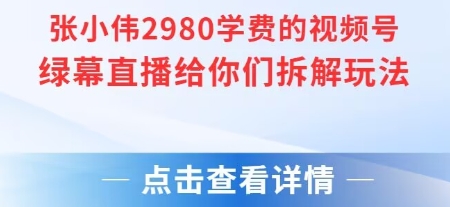 张小伟2980付费额视频号绿幕直播给你们拆解玩法| 网创圈