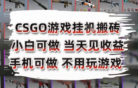CSGO游戏挂G搬砖，小白纯手机即可操作，不用电脑打游戏，日入3张+，副业网创项目【揭秘】| 副业网