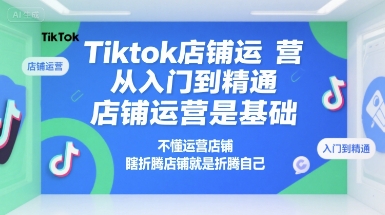 Tiktok店铺运营从入门到精通，店铺运营是基础，不懂运营店铺，瞎折腾店铺就是折腾自己| 副业网