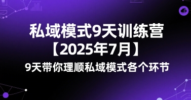 私域模式9天训练营【2025年7月】​9天带你理顺私域模式各个环节| 副业网