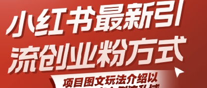 小红书最新引流创业粉方式，项目图文玩法介绍以及如何安全倒流私域| 网创圈