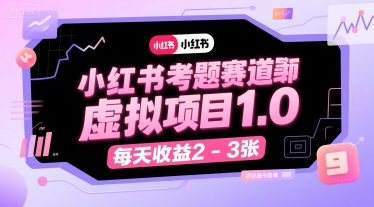 小红书考题赛道虚拟项目1.0，项目操作简单，每天收益2-3张| 网创圈