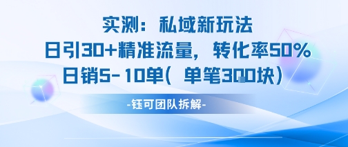实测私域新玩法日引30加精准流量转化率50%日销5-10单每笔3张| 副业网