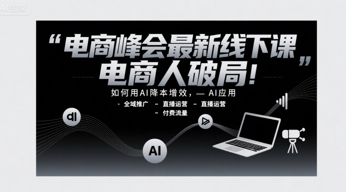 电商峰会最新线下课，电商人破局，如何用AI降本增效，AI应用-全域推广-直播运营-付费流量| 副业网