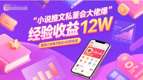 小说推文私董会大佬爆单经验分享收益12W，番茄小说每天稳定4位数收益| 网创圈