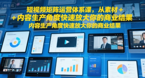短视频矩阵运营体系课，从素材+内容生产角度快速放大你的商业结果| 副业网