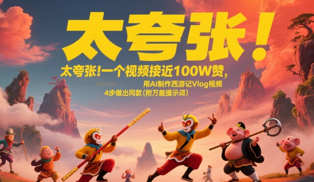 太夸张！一个视频接近100W赞，用AI制作西游记Vlog视频，全流程拆解来了(附万能提示词)| 副业网