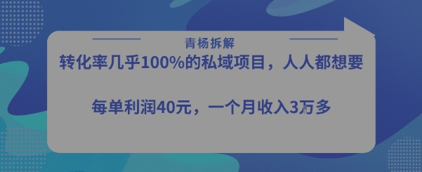 转化率最高的私域项目，每单利润40-50米，月入过1w| 副业网