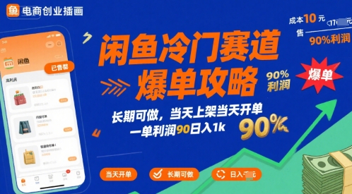 闲鱼冷门赛道爆单攻略，长期可做，当天上架当天开单，一单利润90% 利润，日入1k【揭秘】| 副业网