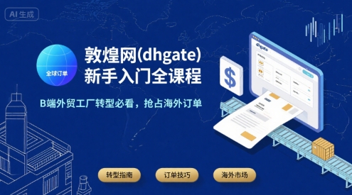 敦煌网(dhgate)新手入门全课程，B端外贸工厂转型必看，抢占海外订单| 副业网