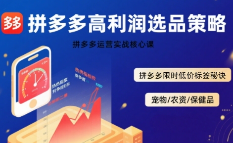 拼多多选品暴利技术实战课，拼多多高利润选品策略，拼多多限时低价标签秘诀| 副业网