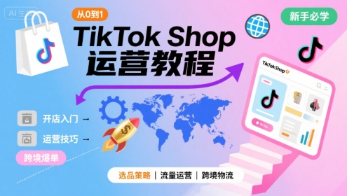 TikTok Shop从0到1运营教程，TikTok跨境电商新手必学课程| 副业网