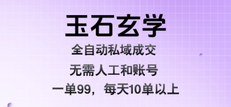 玉石玄学全自动私域成交，一单99每天十单以上，无需人工和矩阵账号，蓝海项目直接干【揭秘】| 副业网