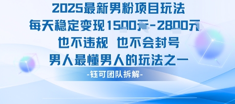 2025最新男粉项目玩法每天变现1k+也不违规也不会封号男人最懂男人的玩法| 副业网