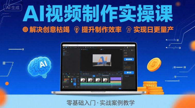 Ai视频制作实操课，解决创意枯竭、效率低下痛点，实现日更量产可持续变现| 网创圈