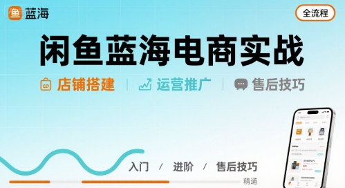 闲鱼蓝海电商实战，店铺搭建运营售后全流程| 副业网