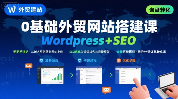 WordPress外贸建站+SEO优化课程，手把手教你从0到1搭建可获得询盘的外贸网站| 副业网