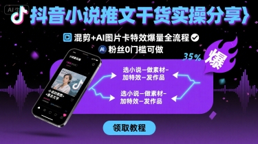 抖音小说推文干货实操分享，混剪+AI图片卡特效爆量全流程，0粉丝0门槛可做| 网创圈