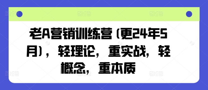 老A营销训练营(更25年8月)，轻理论，重实战，轻概念，重本质| 网创圈