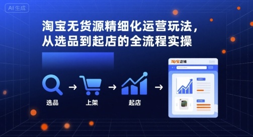 淘宝无货源精细化运营玩法，从选品到起店的全流程实操| 副业网
