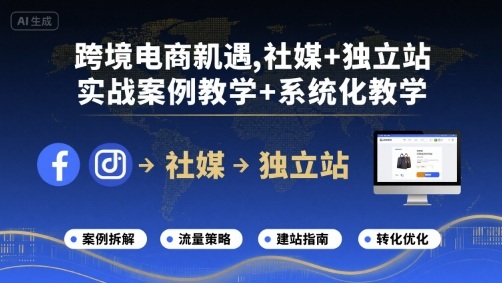 跨境电商新机遇，社媒+独立站，实战案例教学+系统化教学| 副业网