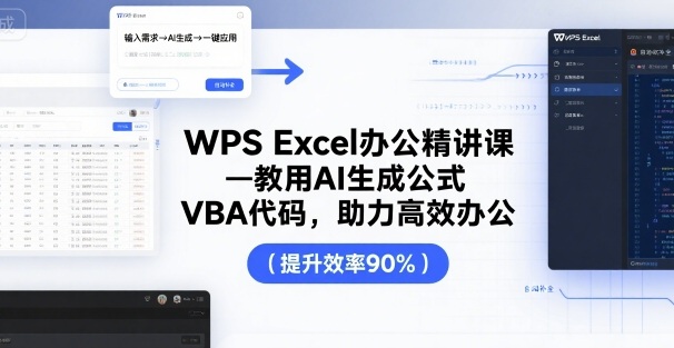 WPS Excel办公精讲课，教用 AI 生成公式，VBA 代码，助力高效办公| 副业网