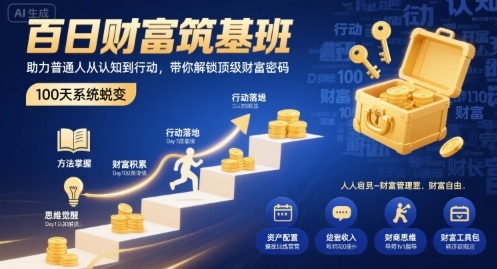 百日财富筑基班，助力普通人从认知到行动，带你解锁顶级财富密码| 副业网