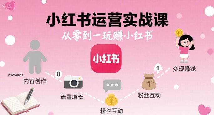 小红书运营实战课，从零到一玩賺小红书| 副业网