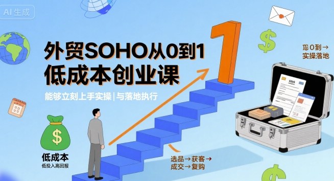 外贸SOHO从0到1低成本创业课，能够立刻上手实操与落地执行| 副业网