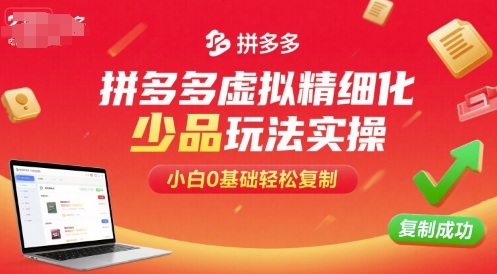 拼多多虚拟精细化少品玩法实操，小白0基础轻松复制| 副业网