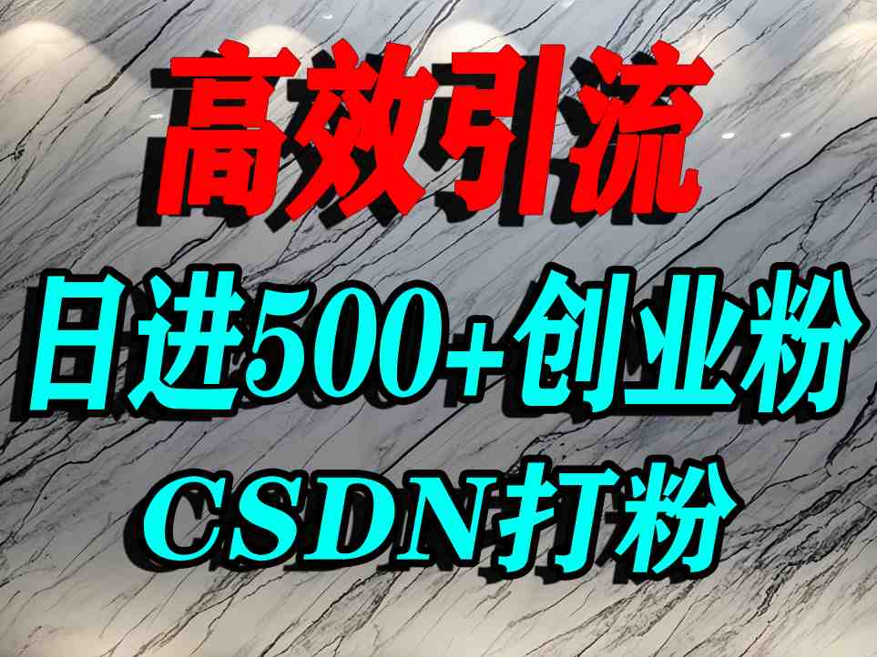 怎么打创业粉？CSDN又一个你不知道的打粉引流神秘平台，单人日引500+精准流量| 副业网