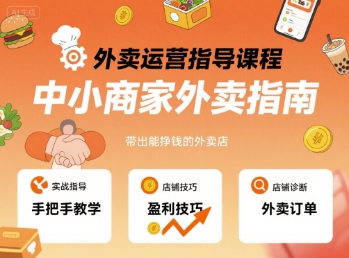 外卖运营指导课程，中小商家外卖指南，手把手带出能挣钱的外卖店| 副业网