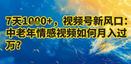 7天收益1k+，视频号新风口：中老年情感视频如何月入过W?| 网创圈