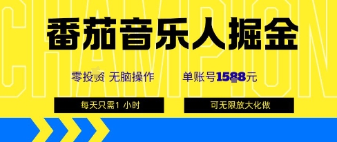 番茄音乐人掘金，单账号最高可撸1k+，可无限矩阵去做，零投入| 副业网