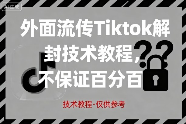 外面流传Tiktok解封技术教程，不保证百分百，具体自测| 副业网