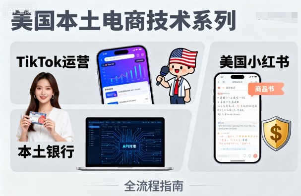 美国本土电商技术，Tiktok 运营篇+美国小红书篇+本土银行篇| 副业网