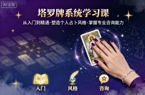 塔罗牌系统学习课，助你从入门到精通，塑造个人占卜风格，掌握专业咨询能力| 副业网