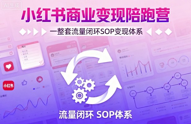 小红书商业变现陪跑营，轻IP矩阵 私域获客 聚光投流，一整套流量闭环SOP变现体系| 网创圈
