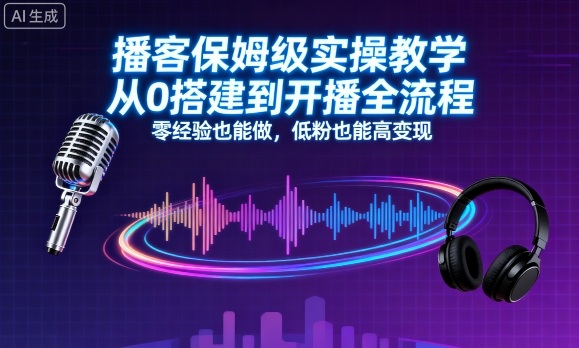 播客保姆级实操教学，从0搭建到开播全流程，零经验也能做，低粉也能高变现| 副业网