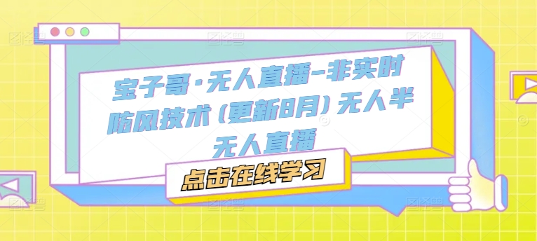 宝子哥·无人直播-非实时防风技术(更新25年9月)无人半无人直播| 网创圈