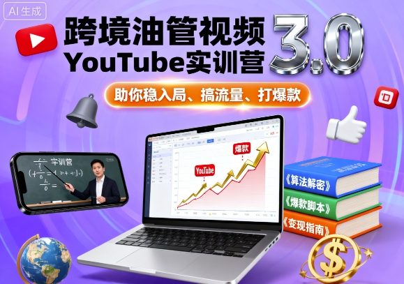 跨境油管视频YouTube实训营3.0，助你稳入局、搞流量、打爆款| 副业网