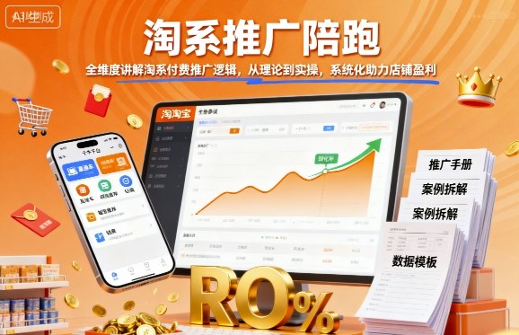 淘系推广陪跑，全维度讲解淘系付费推广逻辑，从理论到实操，系统化助力店铺盈利| 副业网