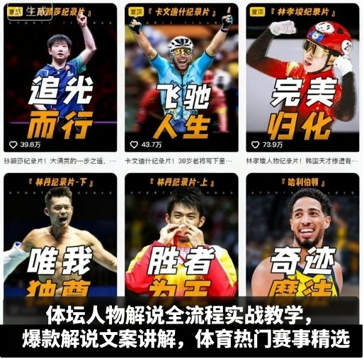 体坛人物解说全流程实战教学，爆款解说文案讲解，体育热门赛事精选| 副业网