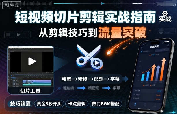 短视频切片剪辑实战指南，从剪辑技巧到流量突破| 网创圈