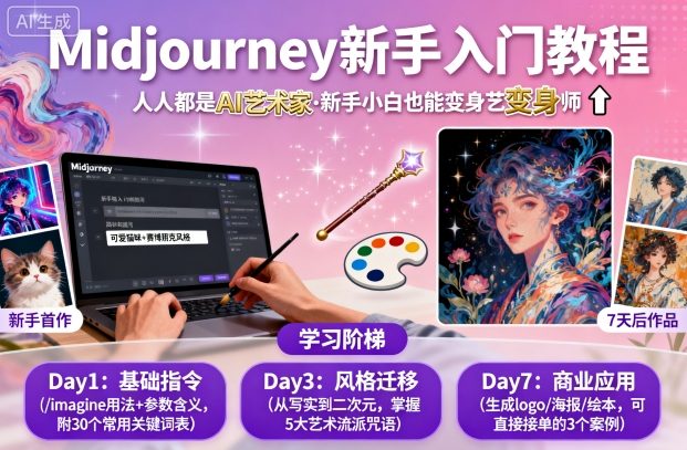 midjourney新手入门教程：人人都是AI艺术家，新手小白也能变身艺术大师| 网创圈