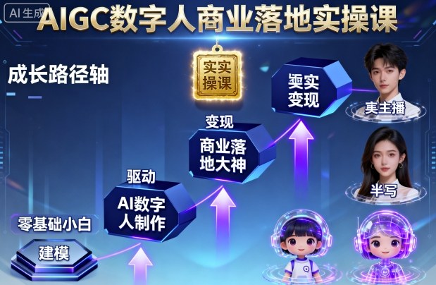 AIGC数字人商业落地实操课，从零基础小白到AI数字人大神| 网创圈