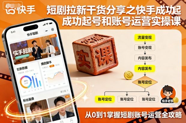 短剧拉新干货分享之快手成功起号和账号运营实操课| 副业网