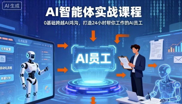 Ai智能体实战课程，0基础跨越Ai鸿沟，打造24小时帮你工作的Ai员工，打破常规，以实战定义Ai| 副业网