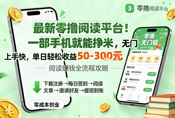 最新零撸阅读平台！一部手机就能挣米，无门槛上手快，单日轻松收益50-3张【揭秘】| 副业网