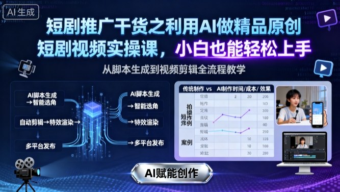 短剧推广干货之利用AI做精品原创短剧视频实操课，小白也能轻松上手| 网创圈